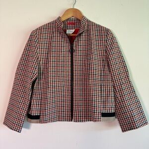 Akris Punto Houndstooth zip up blazer jacket size US 8